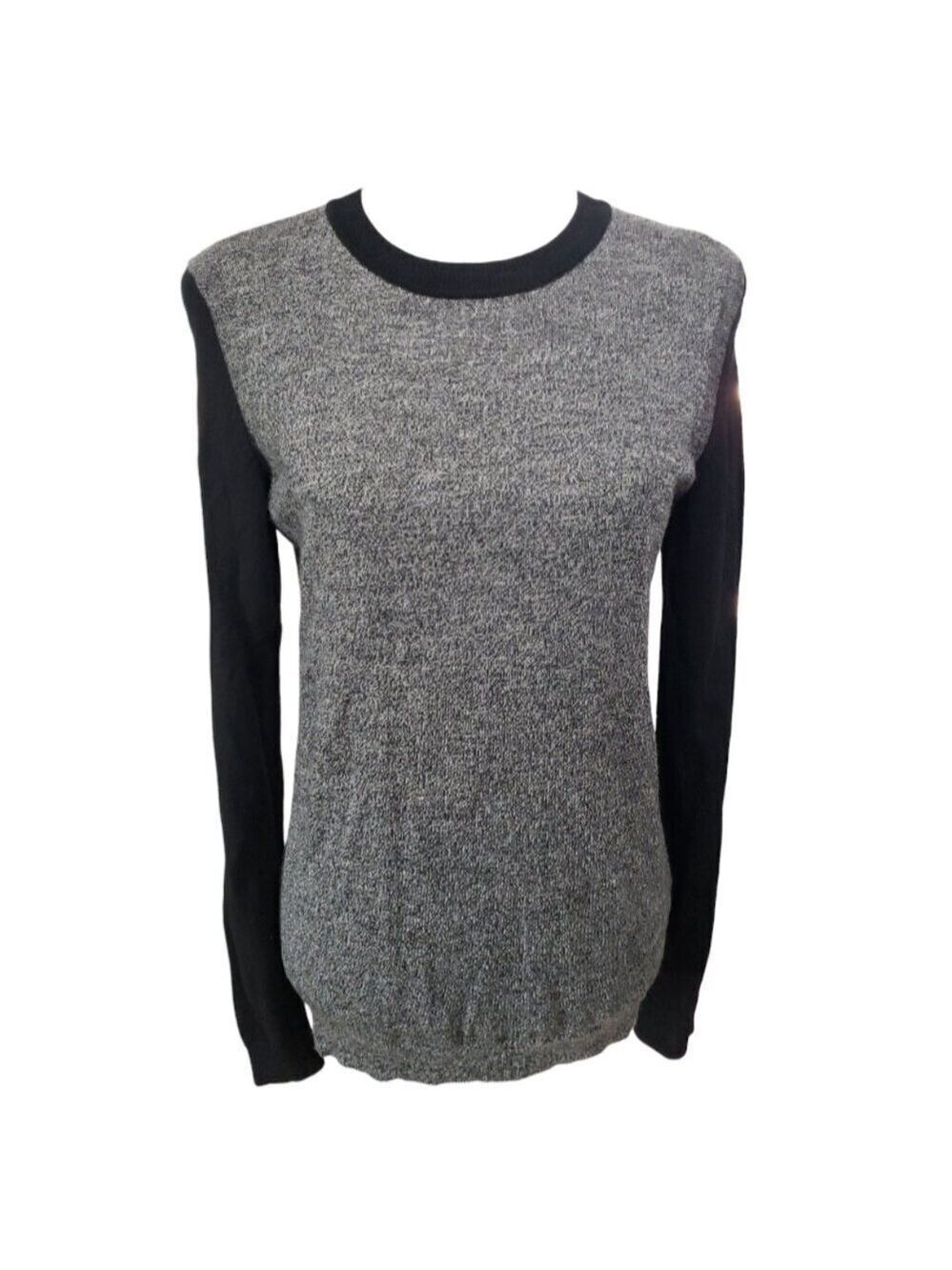 GAP Vintage Knit Black & Gray Scoop Neck Long Sleeve Blouse Large